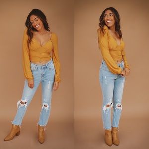 mustard crop top